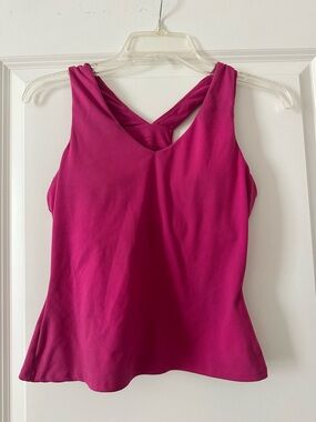 Fuchsia Cross-Back athletic Tank Top